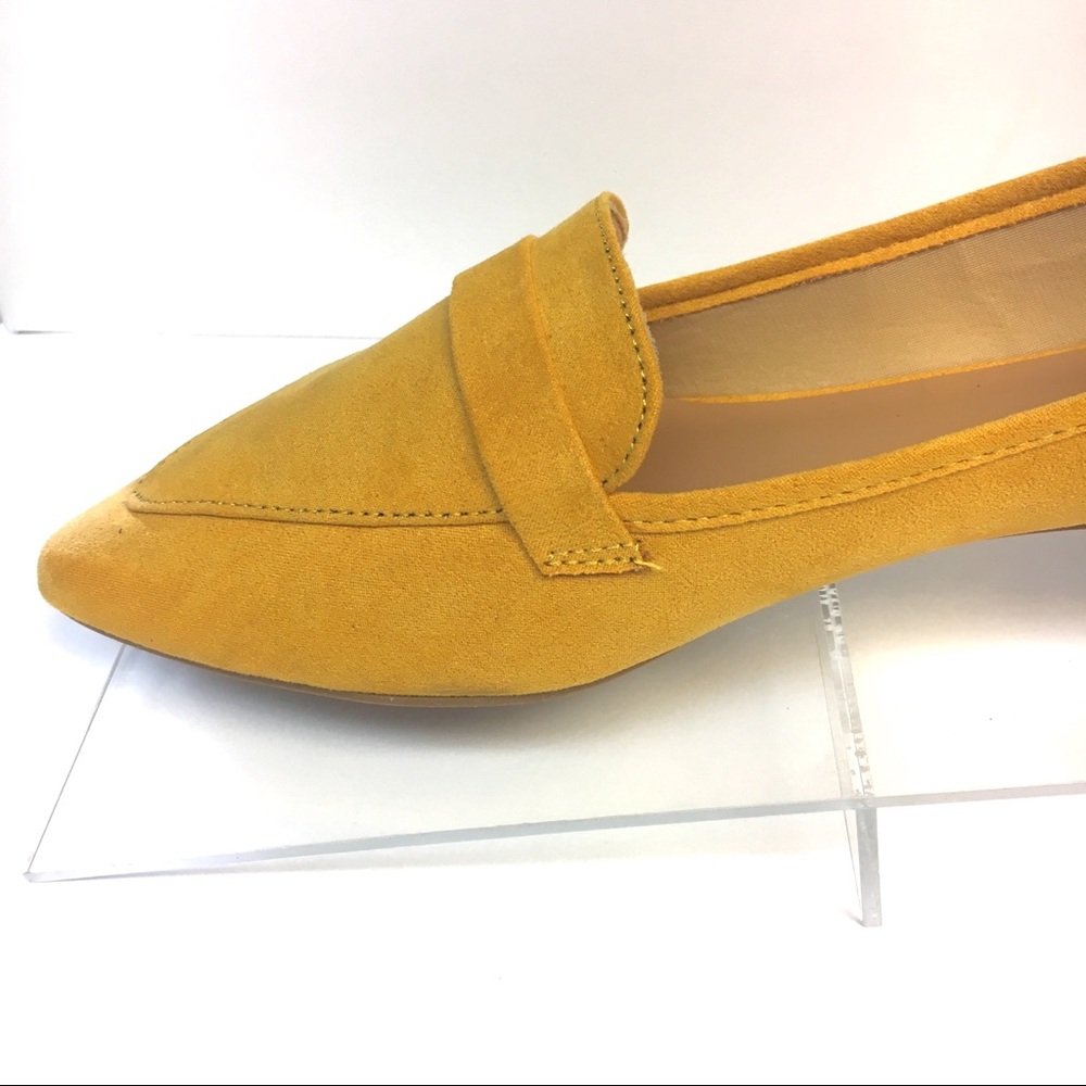 Faux Suede Pointed Toe Loafers in Sungold Yellow - Picture 8 of 8